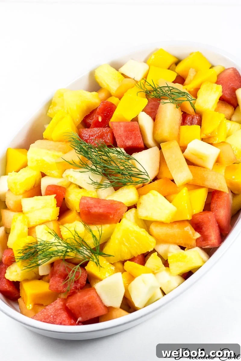 Cameroonian fruit salad in a serving bowl.