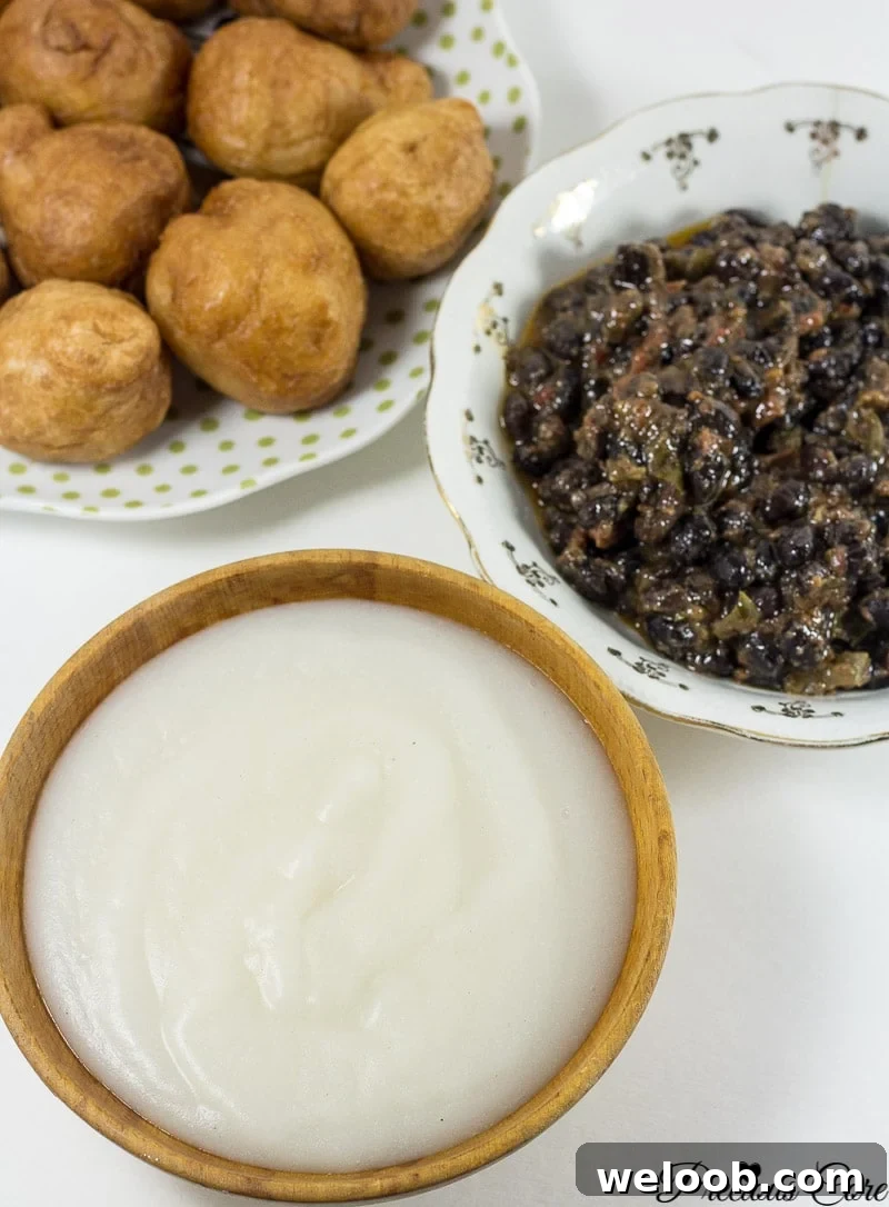 Wooden bowl of pap - corn porridge.