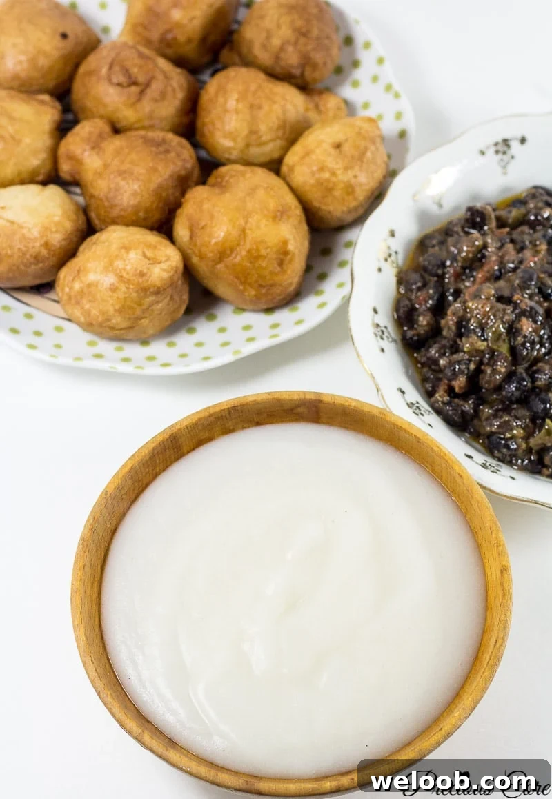 Pap and puff puff vendor in Douala