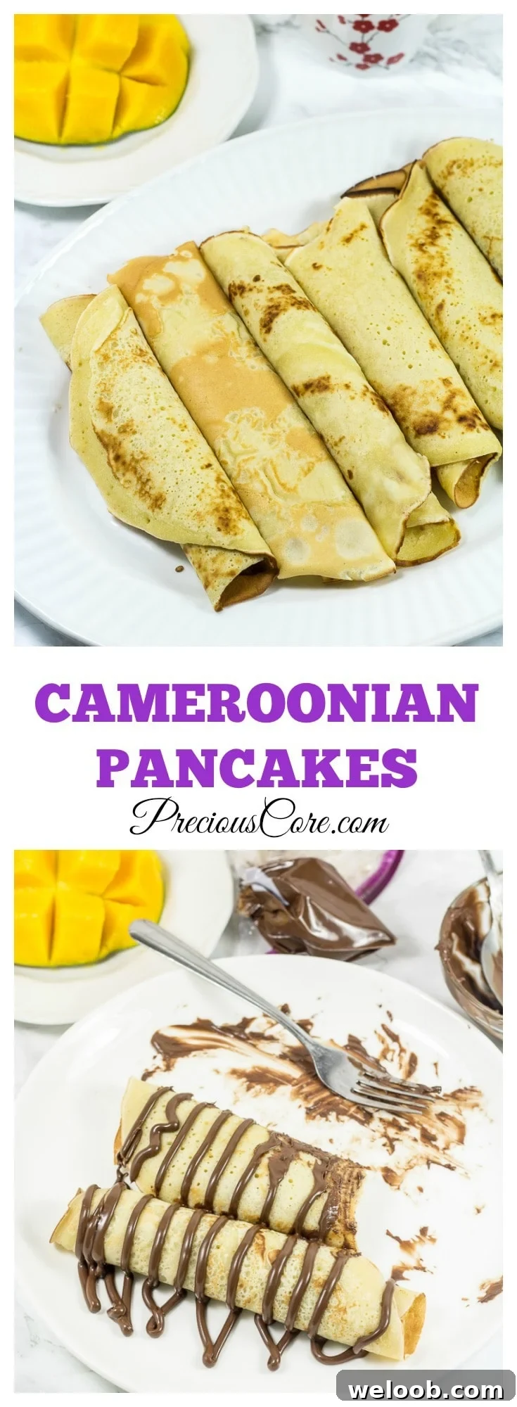 Collage with text "Cameroonian Pancakes."