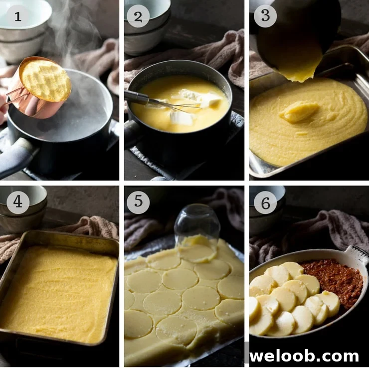Step by step instructions for how to make a ragu wth baked polenta
