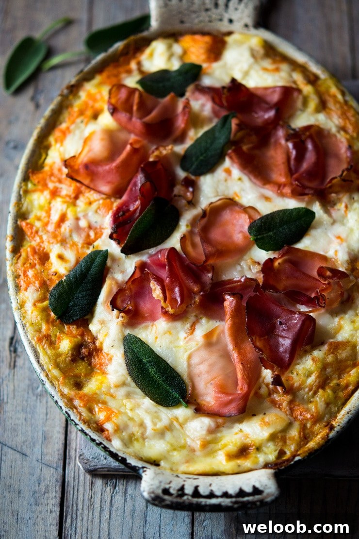 A close up of butternut squash lasagna