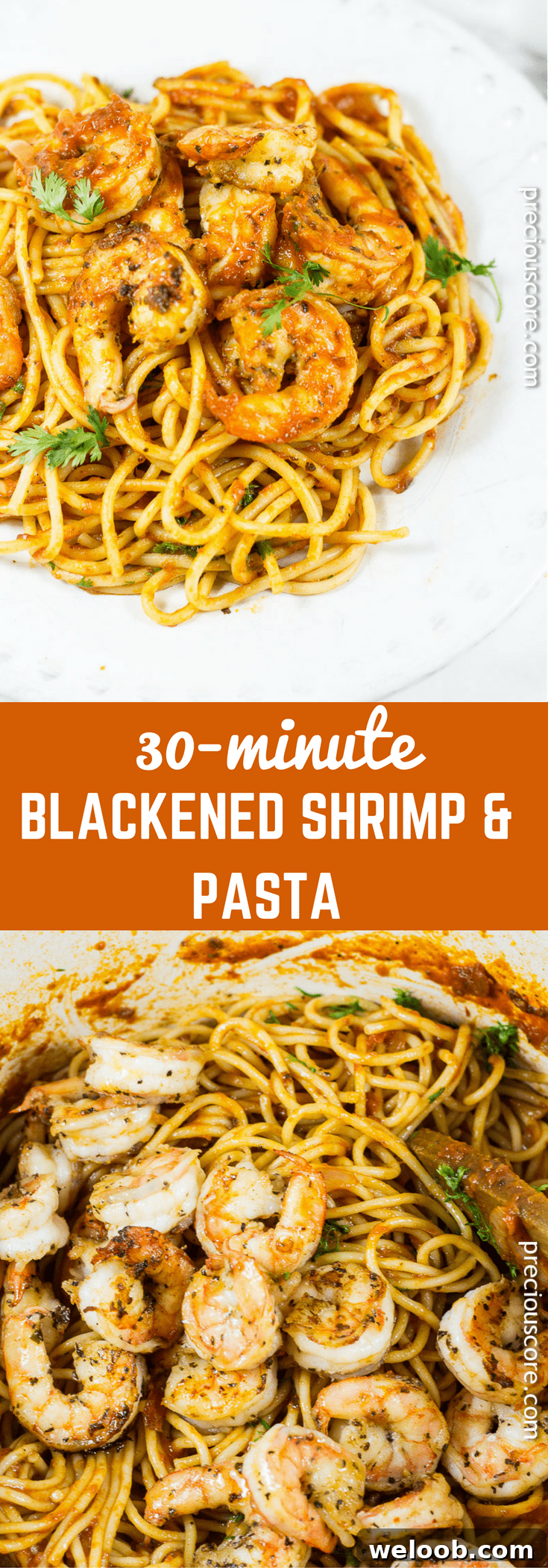 Blackened shrimp pasta - a flavorful pasta dinner made in 30 minutes.