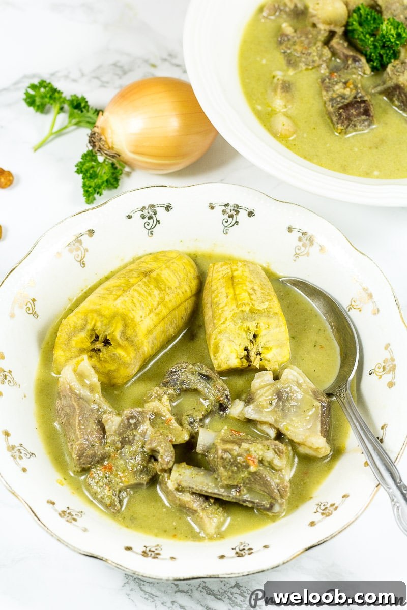 Goat Meat Pepper Soup and Plantain.