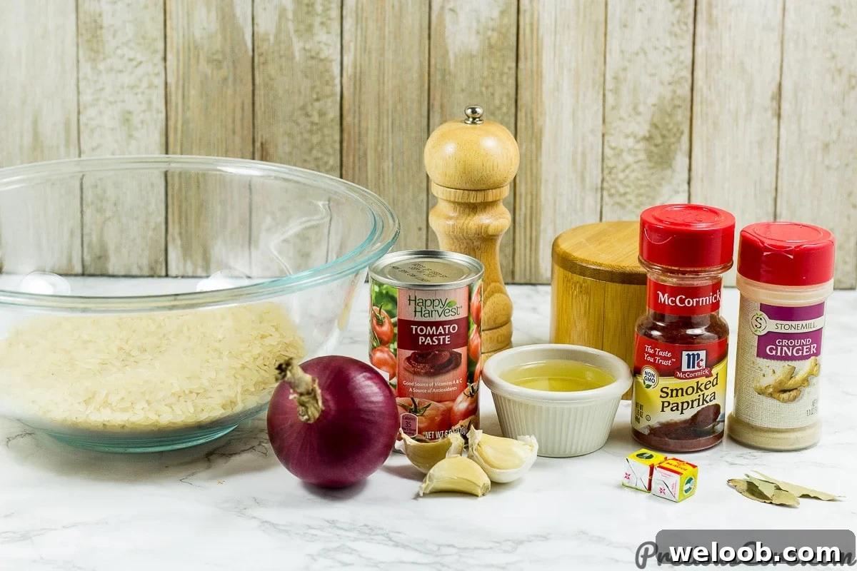 Ingredients for oven-baked rice