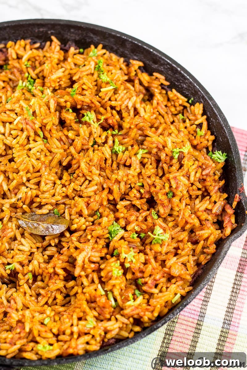 Easy Jollof Rice made in the oven.