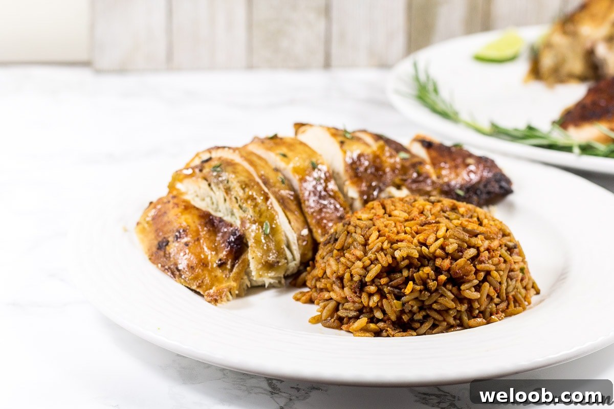 Thanksgiving Turkey African style served with Jollof Rice