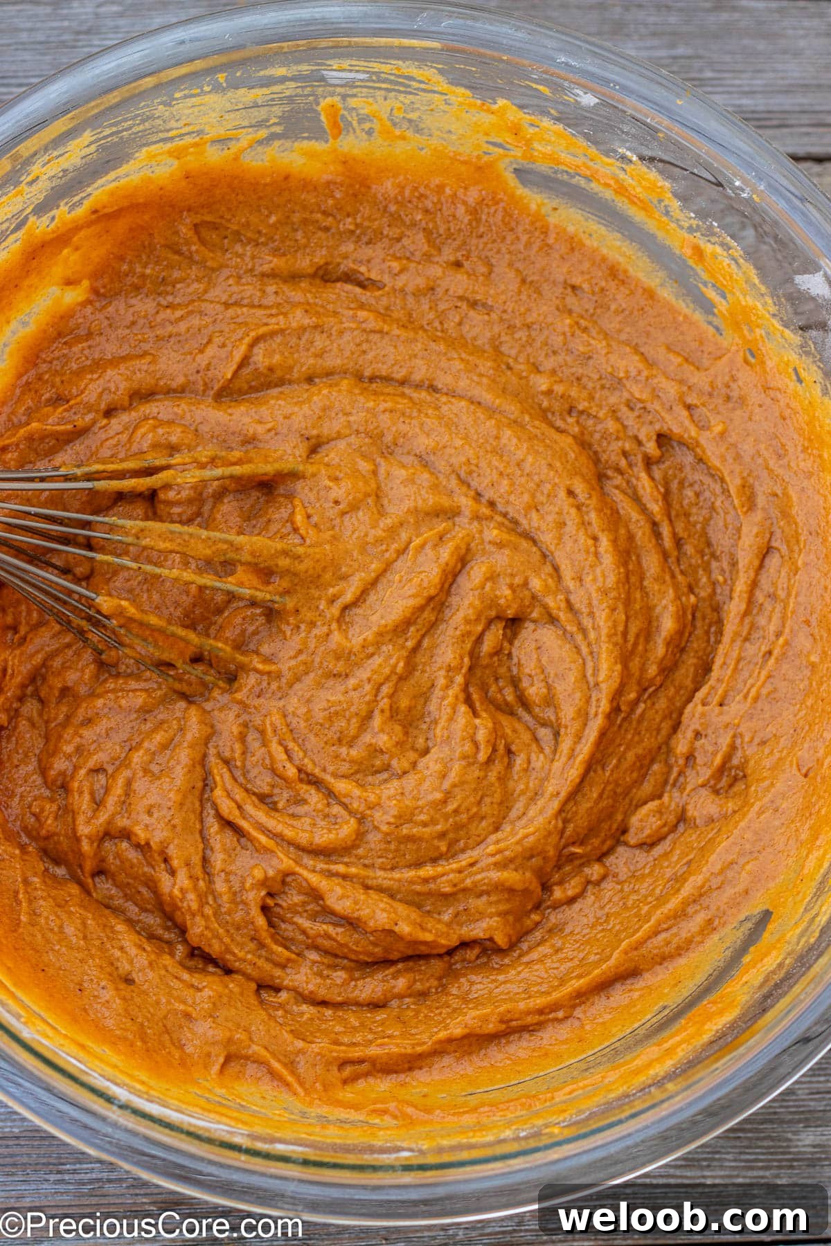 Pumpkin Cake batter in a bowl.