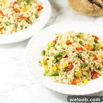White bowls of coconut fried rice.