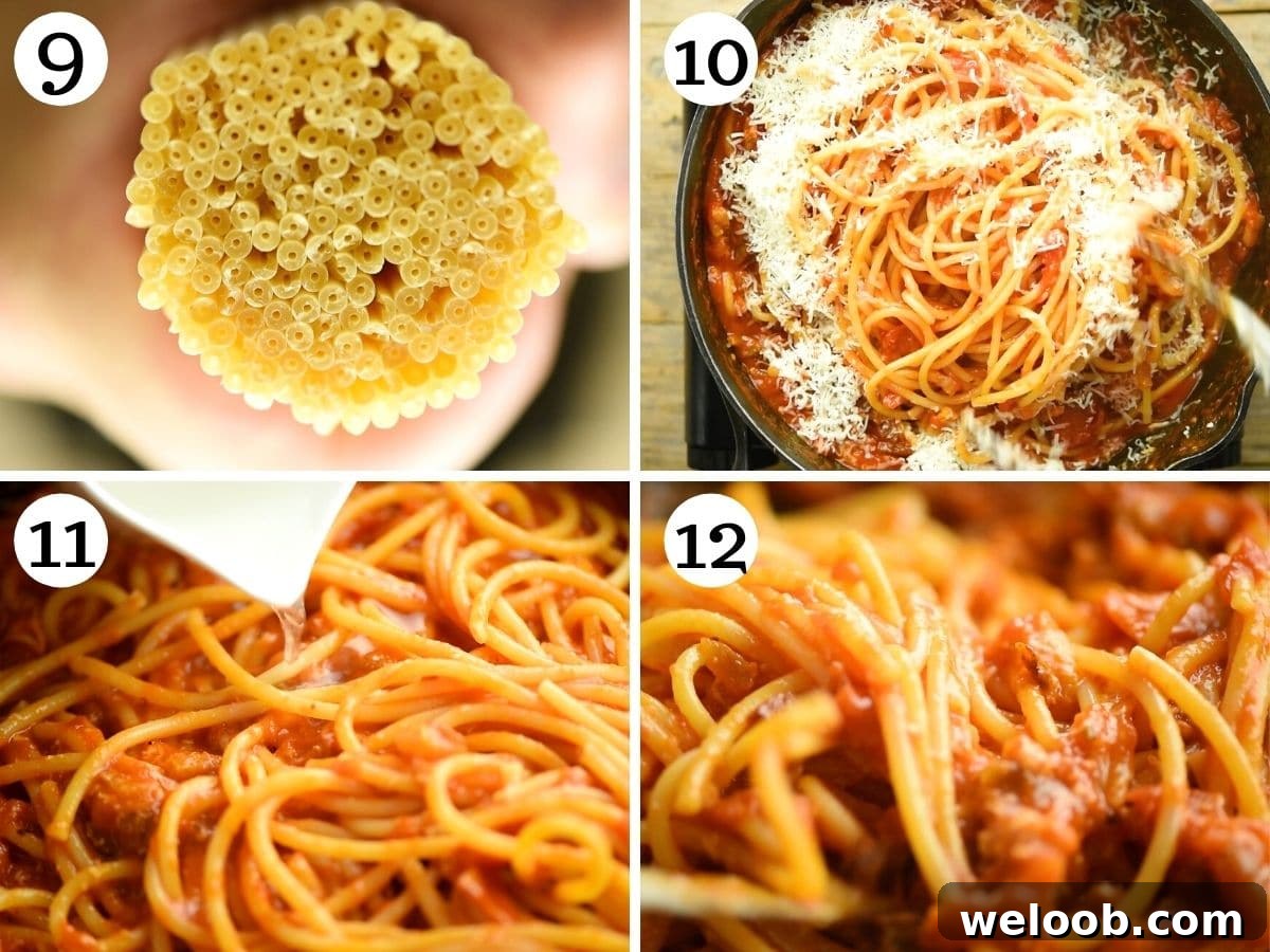 Step by step photos showing how to make Bucatini Amatriciana