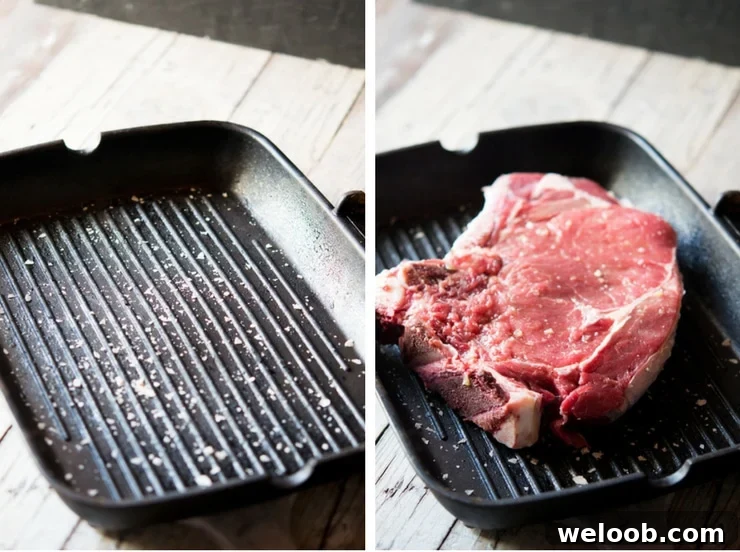 Step by step photos of grilling a Florentine steak