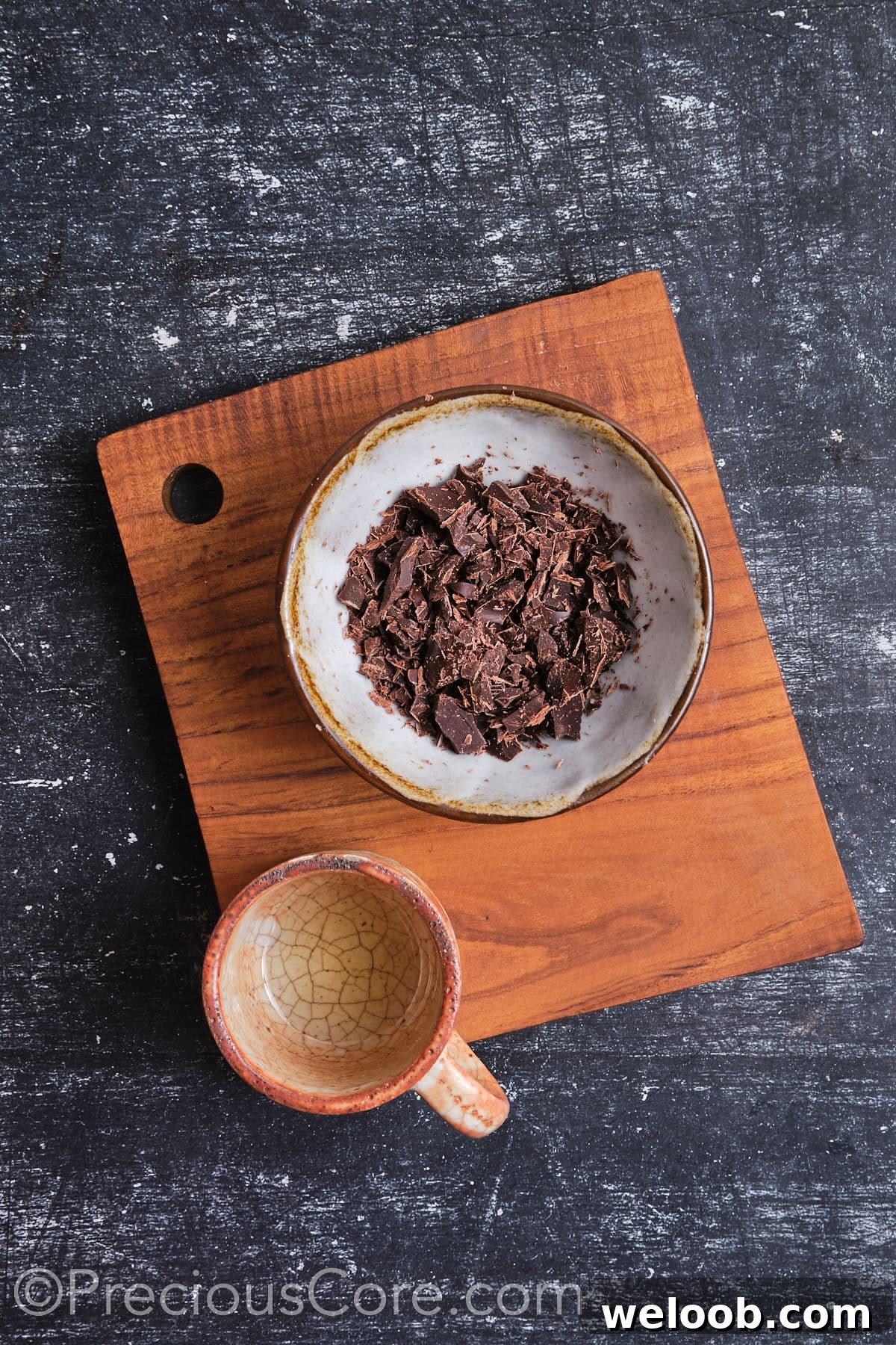 Chocolate to melt for frosting.