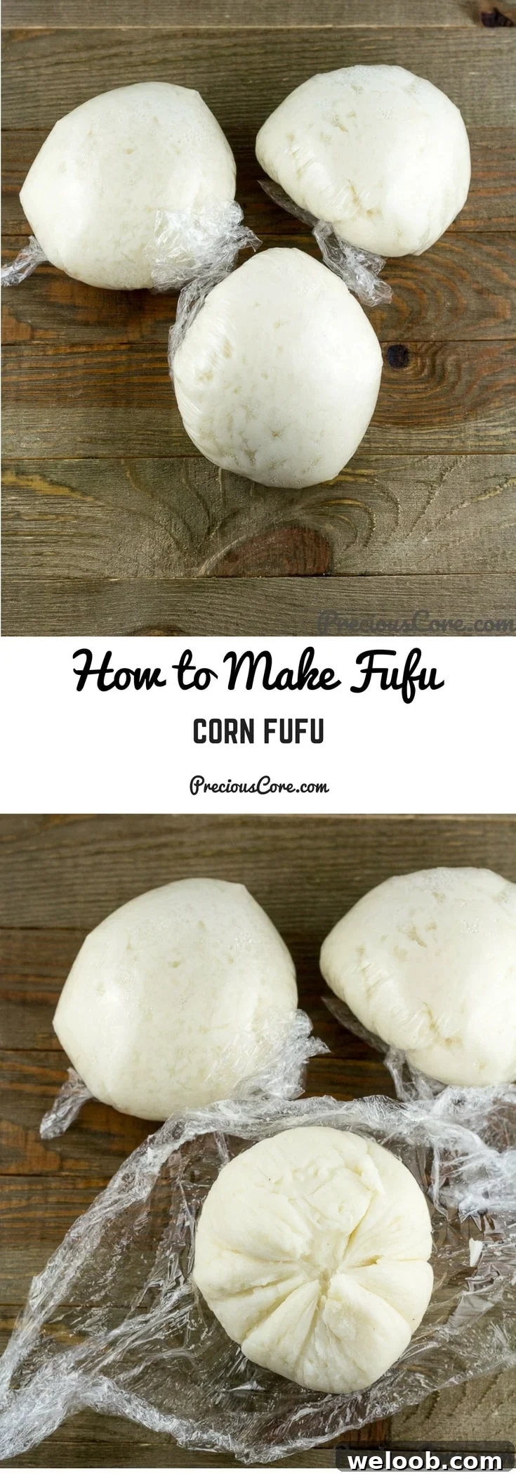 Collage with text "How to Make Fufu Corn Fufu."