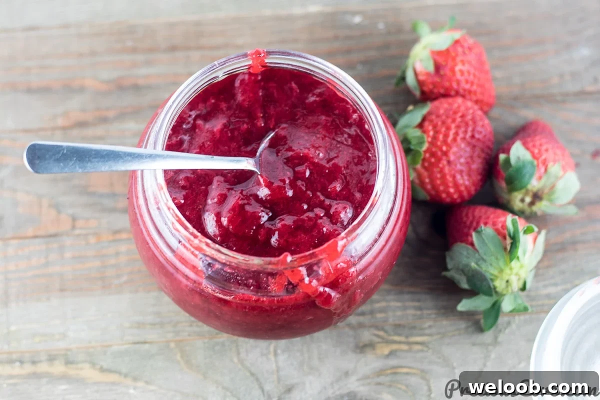 healthy strawberry jam in a jar