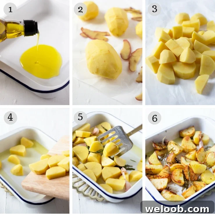 Step by step photos for making Italian roast potatoes