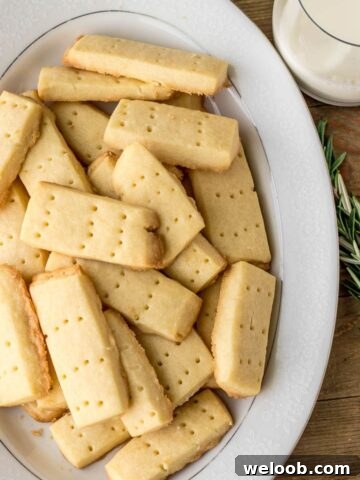 Shortbread Cookies on a platter with milk on the side