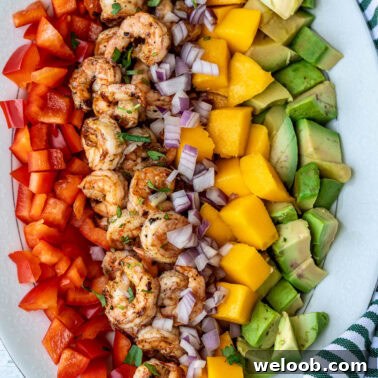 Square image of Mango Shrimp Avocado Salad.