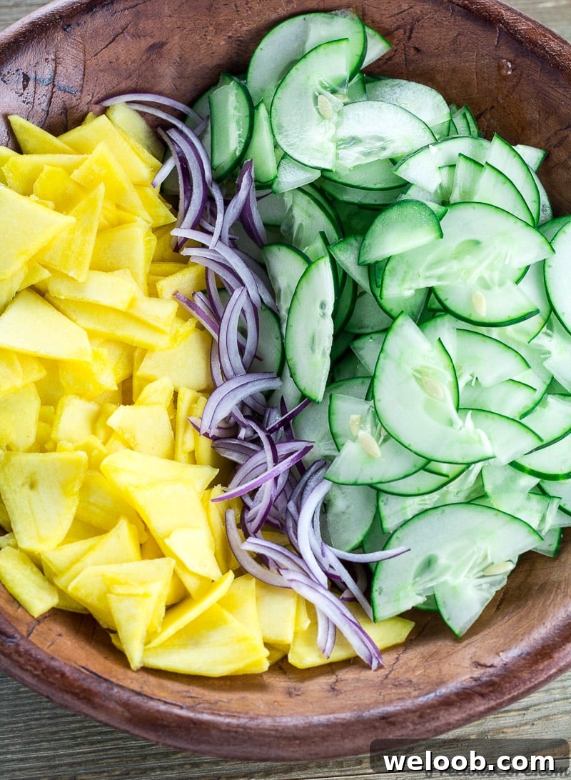 Cucumber Mango Salad in a bowl