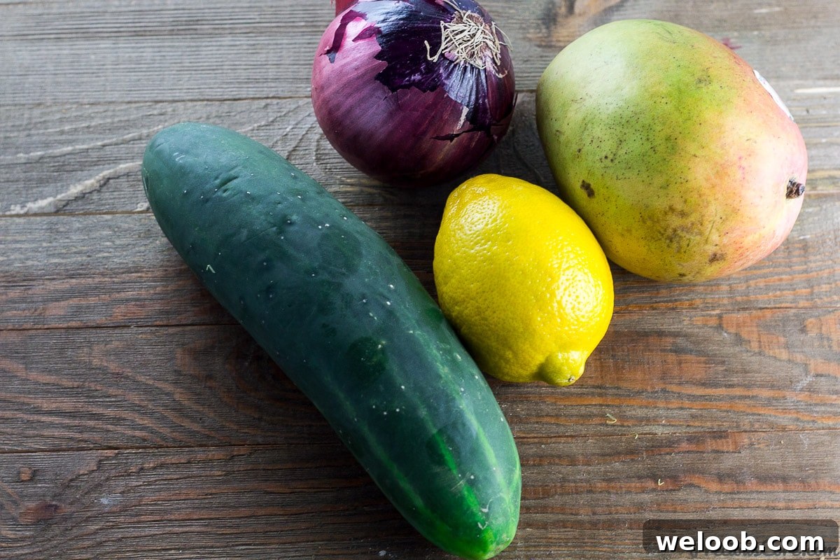 Cucumber mango salad ingredients