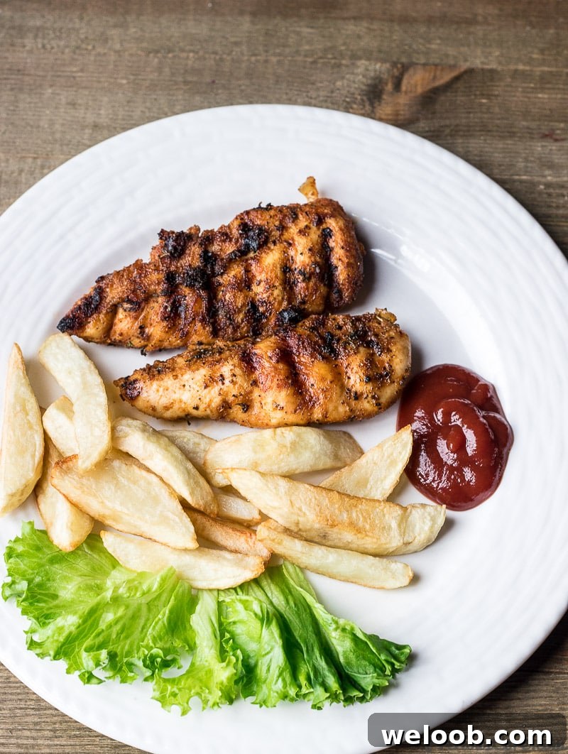 Grilled chicken and fries