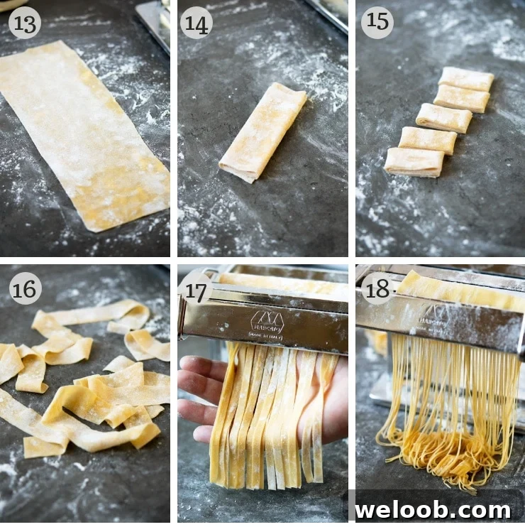 Step vy step photos for making lasagne, tagliatelle, pappardelle and fettuccine with homemade pasta dough