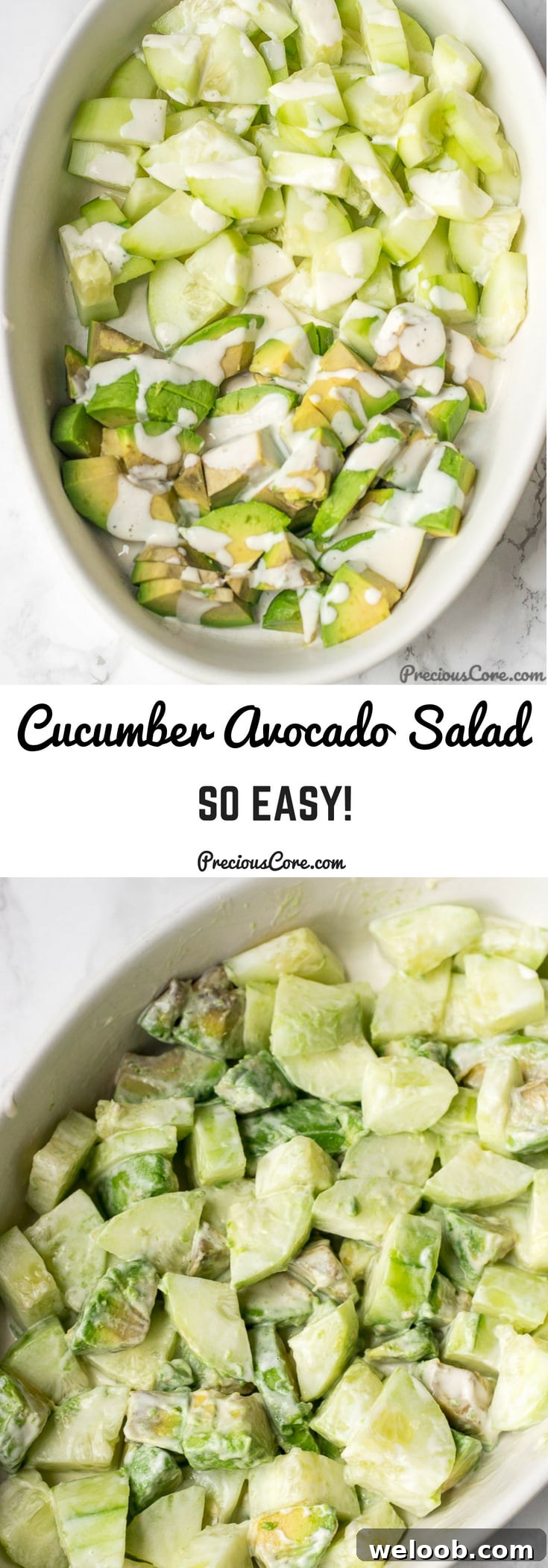 Collage with text "Cucumber Avocado Salad So Easy!"