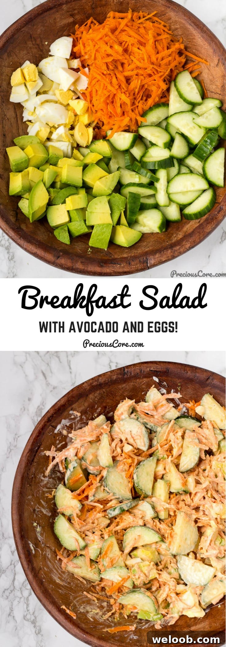 Collage with text "Breakfast Salad with Avocado and Eggs!"