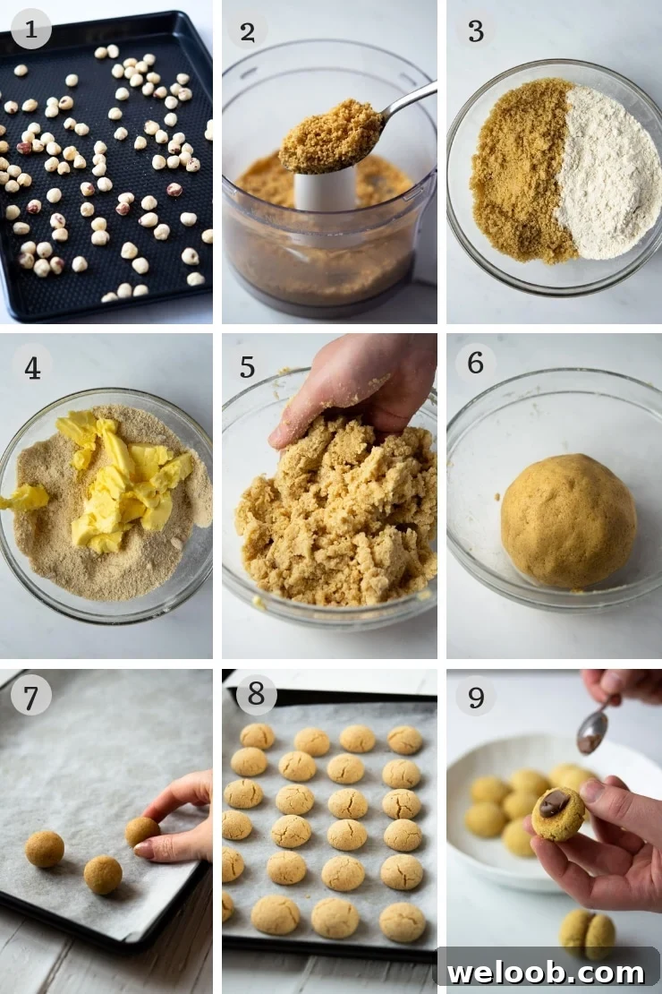 Step by step photos for making lady's kisses cookies