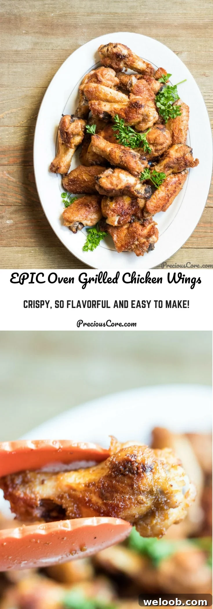 Collage with text "Epic Oven Grilled Chicken Wings Crispy, So Flavorful and Easy to Make!"