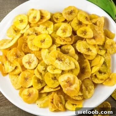 Plantain Chips on a white plate.