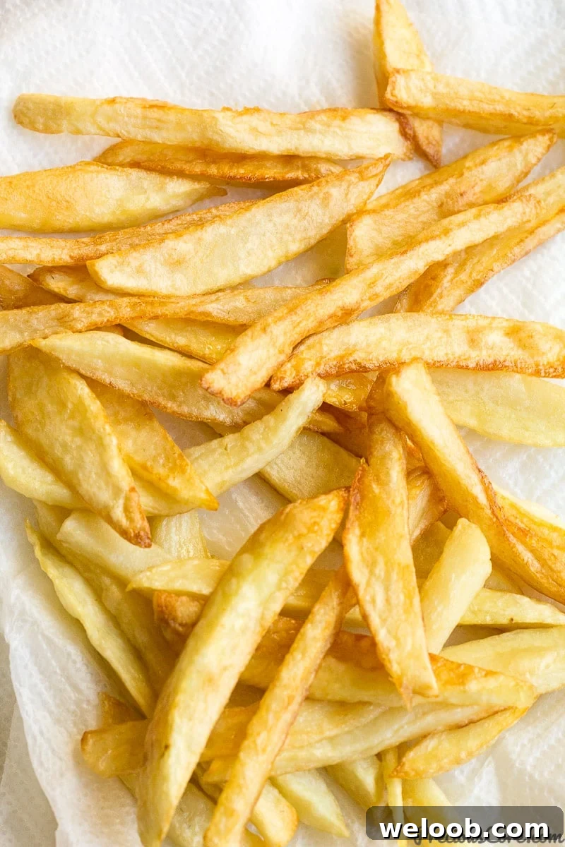 Homemade French Fries on Paper Towel