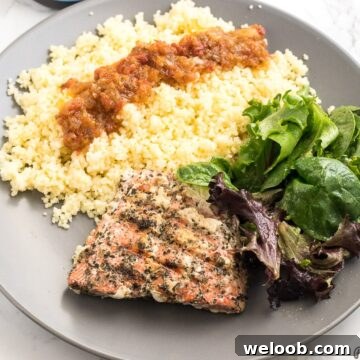 Healthy Plate of Grilled Salmon and Greens for dinner