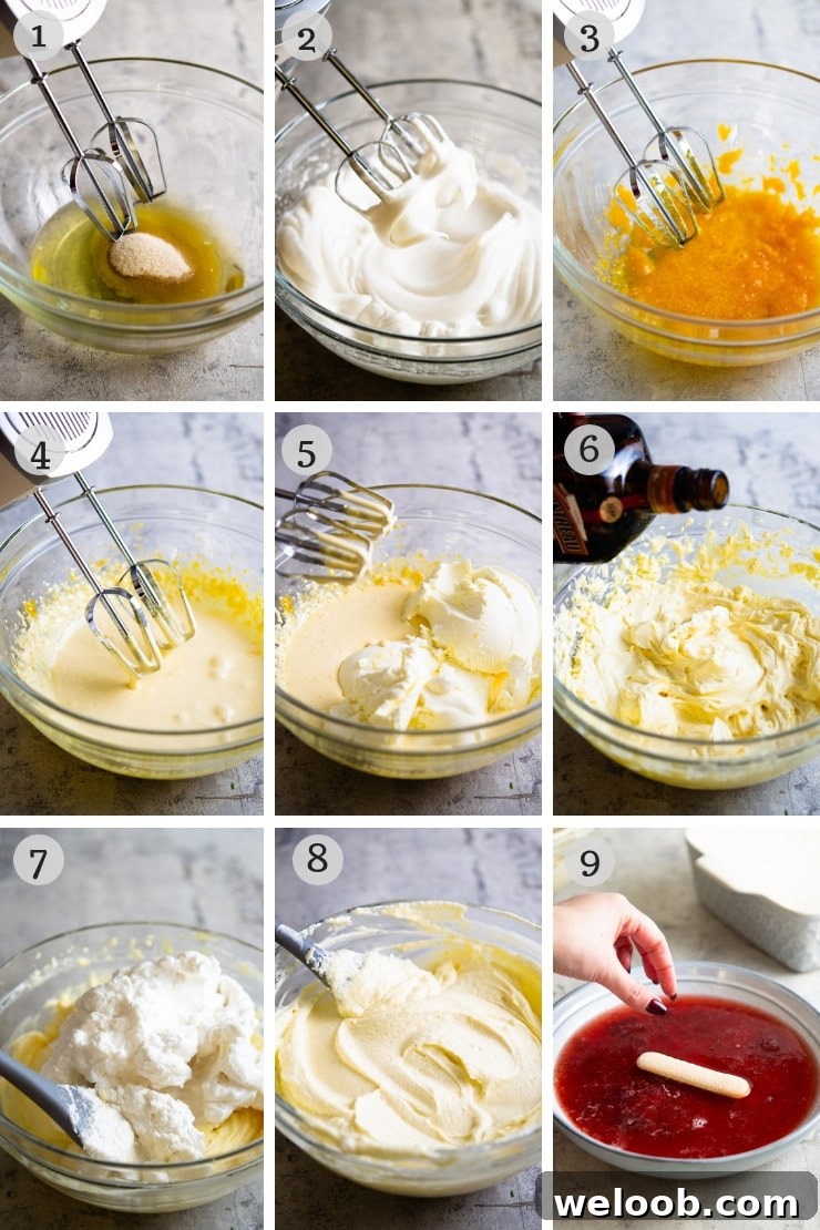 Step by step photos for making strawberry tiramisu