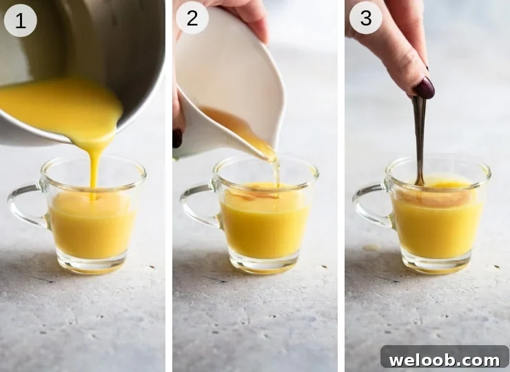 Step by step photos for making a Bombardino drink