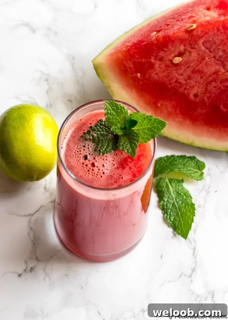 Homemade watermelon mint juice