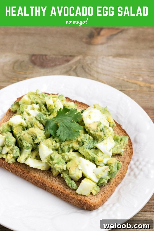 Mayo-free Avocado Egg Salad spread on toast.