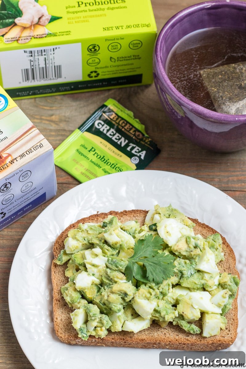Avocado Egg Salad breakfast and tea