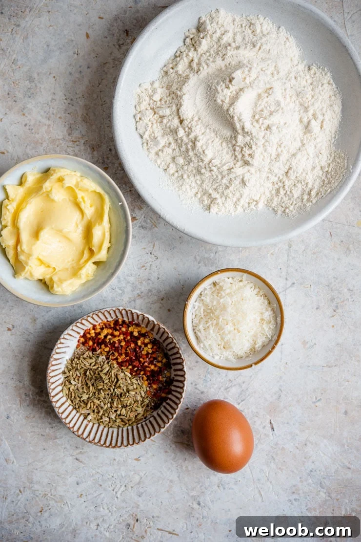 Photo of ingredients for parmesan cheese cookies