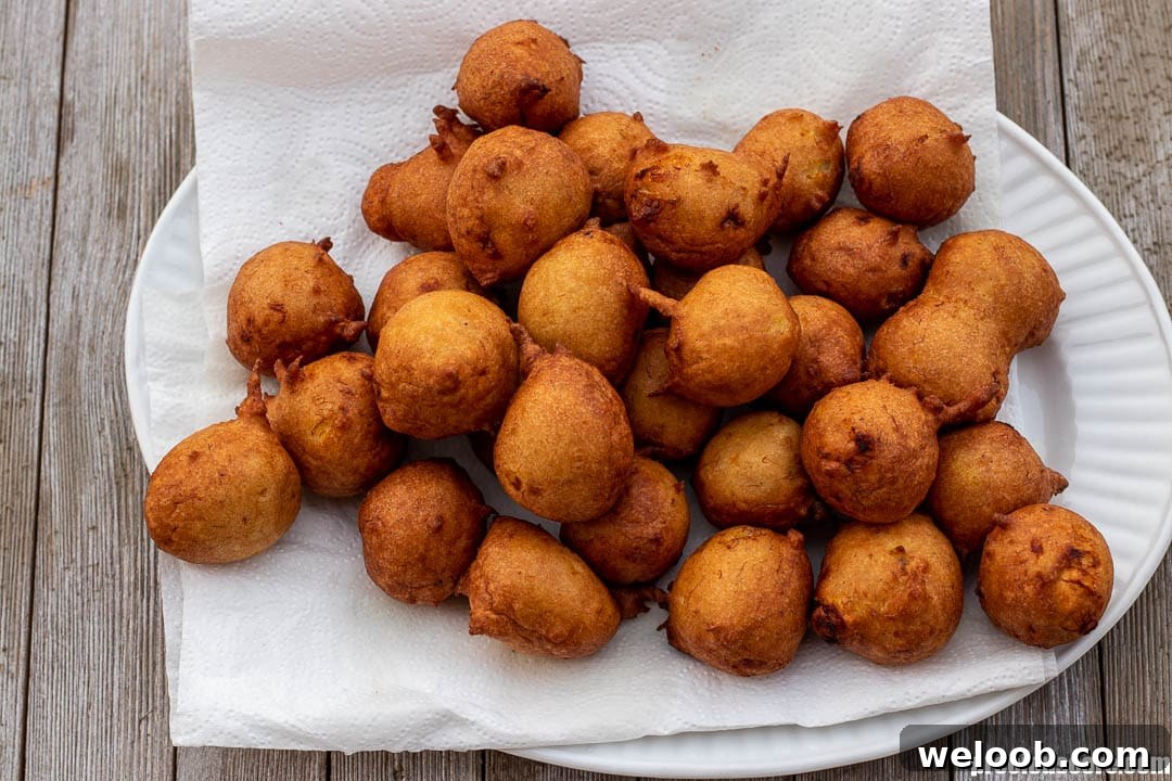 Fritters on paper towels.