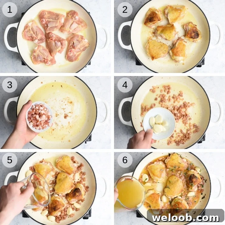 Step by step photos for making creamy Tuscan chicken