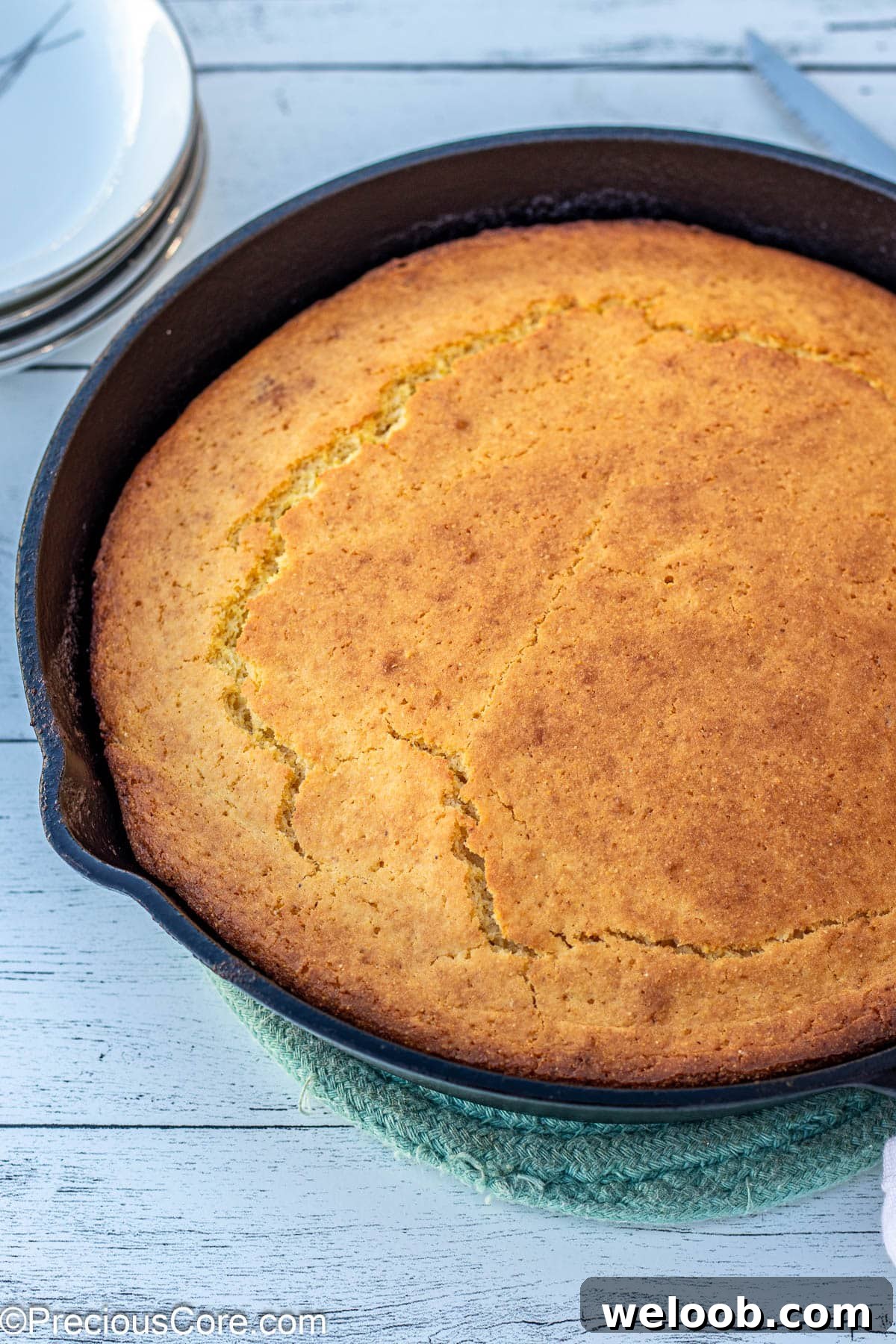 Cornbread Without Buttermilk In Skillet.