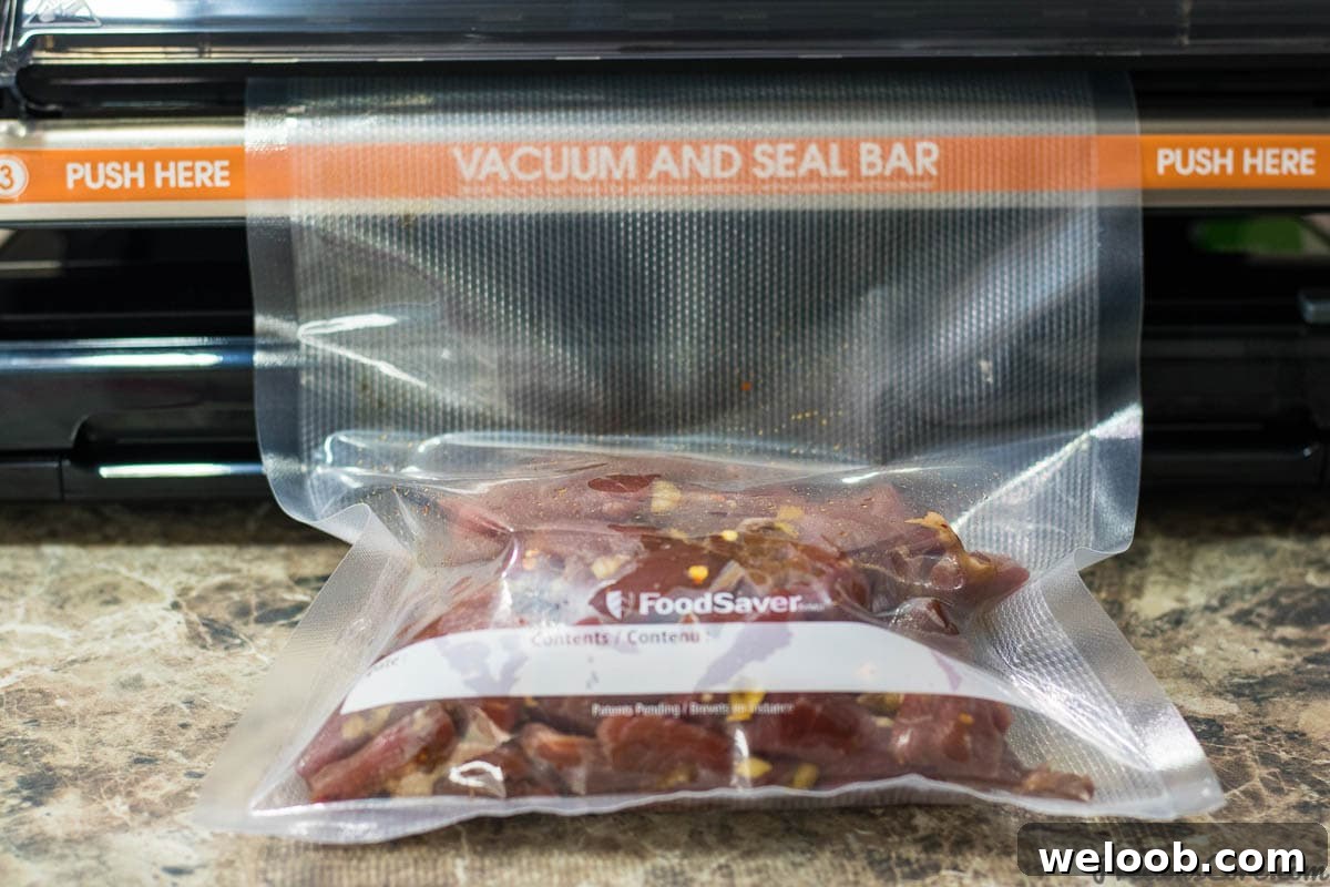 Vacuum sealing beef