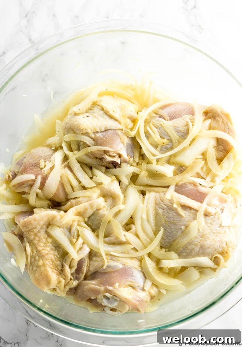 Marinating chicken for Chicken Yassa