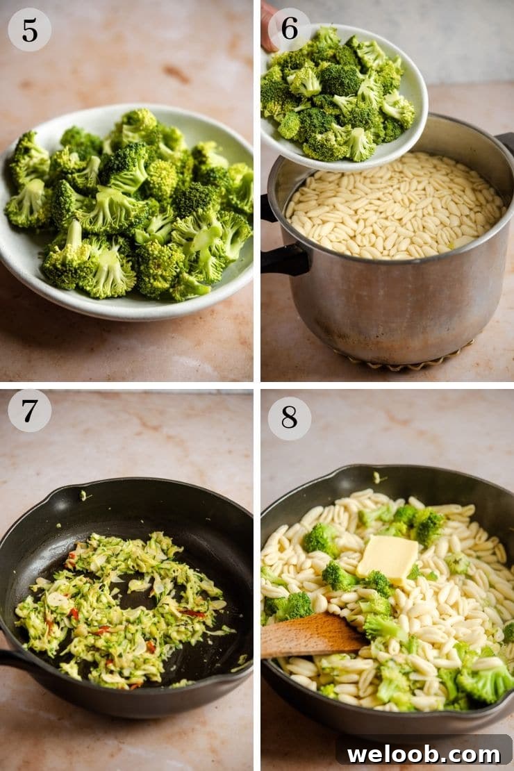 Step by step photos for making cavatelli and broccoli pasta