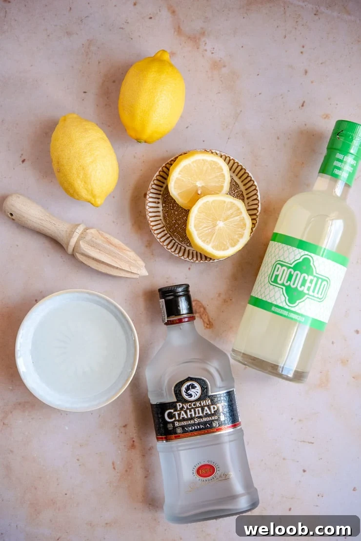 Ingredients for limoncello martini