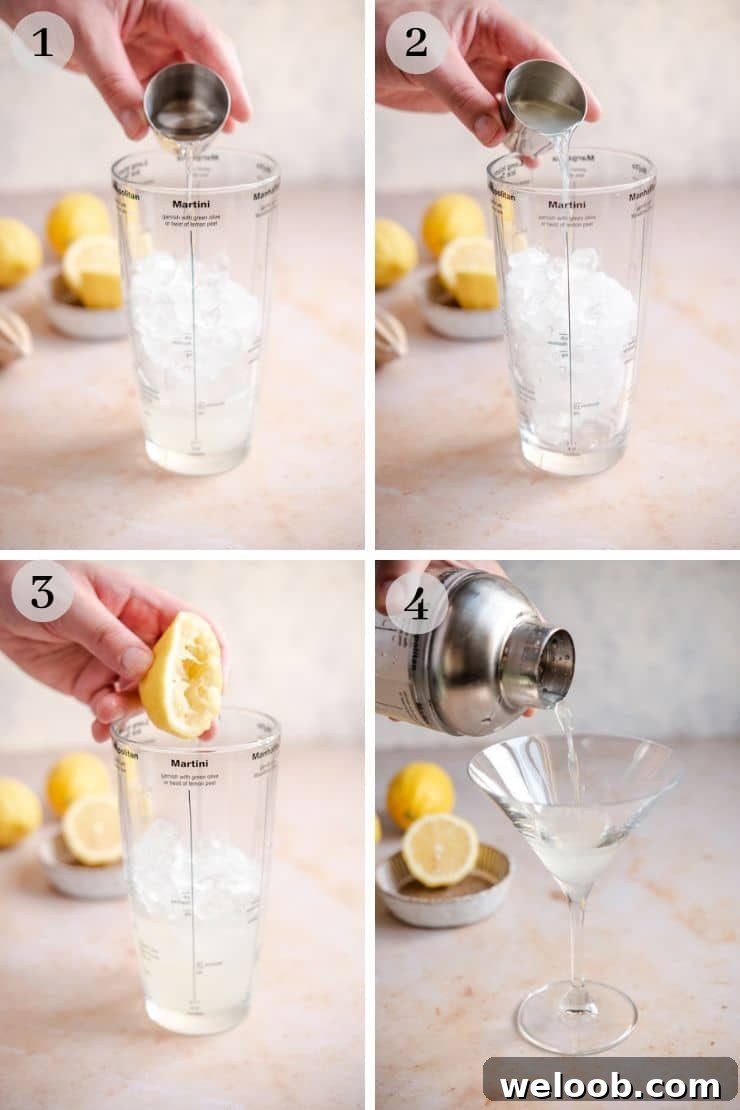 Step by step photos for limoncello martini