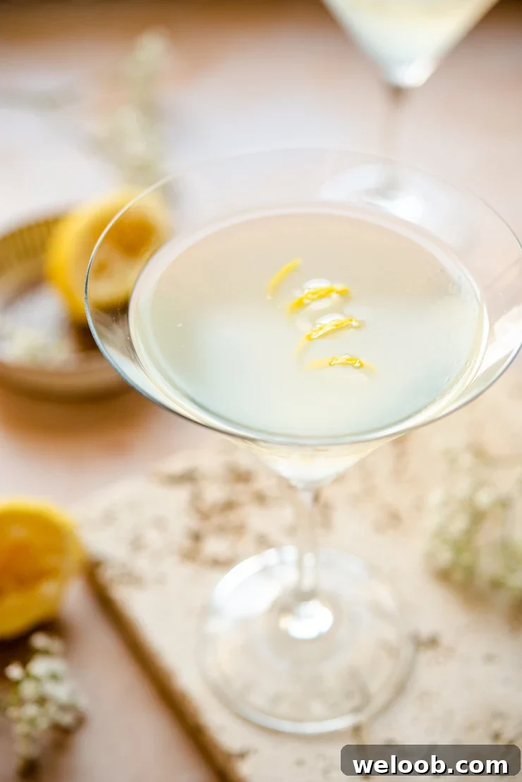 Close up of a limoncello martini