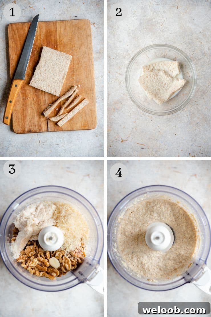 Step by step photos for making walnut sauce