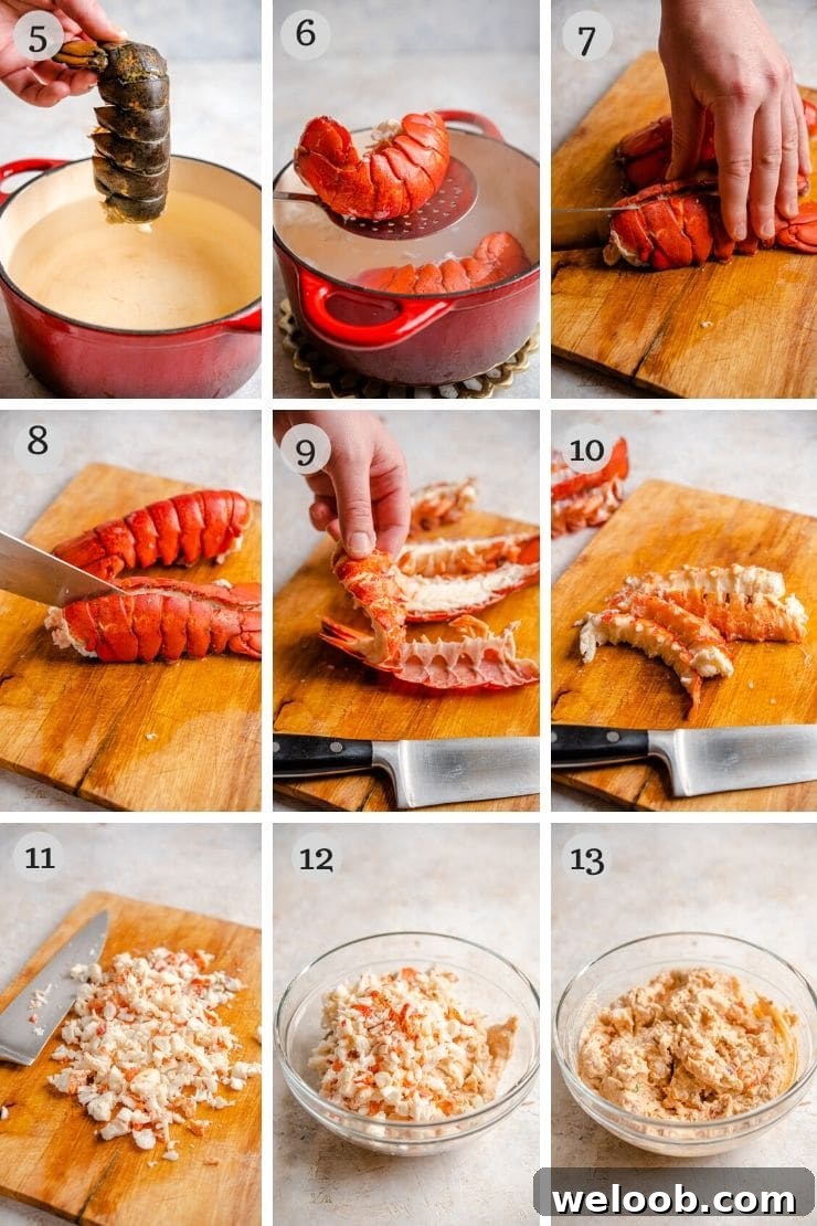 Step by step photos for making lobster ravioli