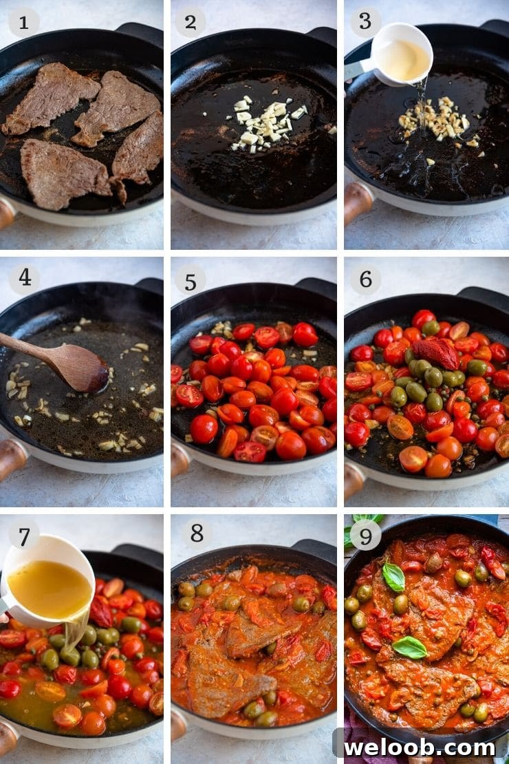 Step by step photos for Steak Pizzaiola Step by step photos for making steak pizzaiola